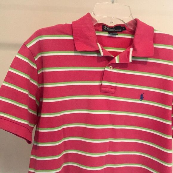 Ralph Lauren Polo Bright Pink Stripe Polo - Size M - Picture 3 of 7